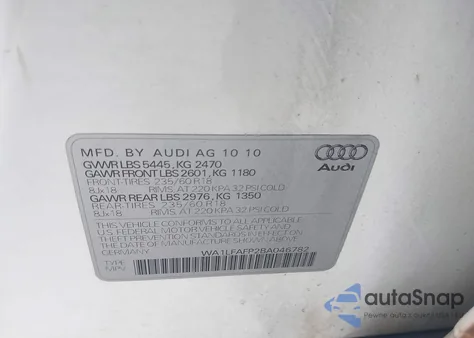 2011 Audi Q5 2.0T Premium z USA, uszkodzony, nr VIN WA1LFAFP2BA046782